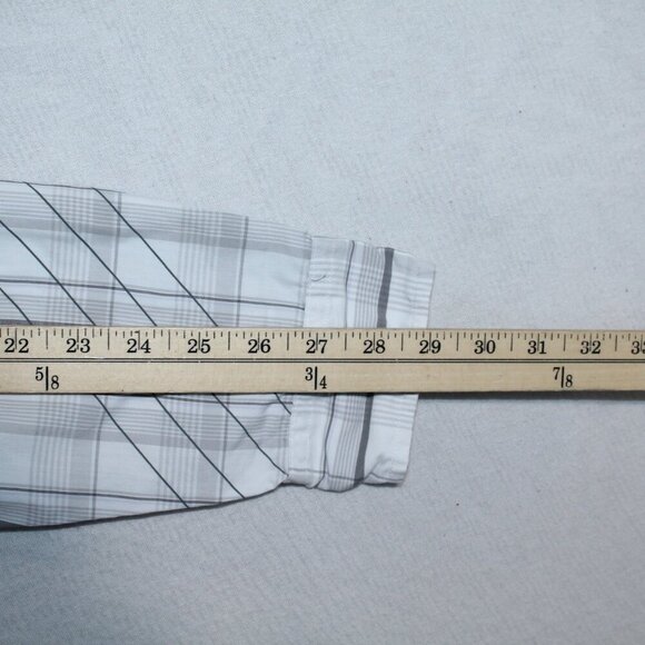 Hawk Men Gray Button Down Shirt Long Sleeve Plaid Casual Size Medium - Picture 3 of 7